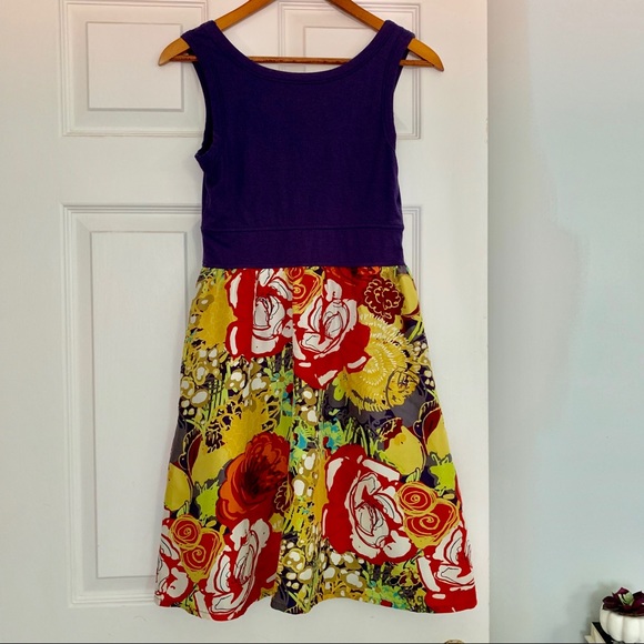 Navy & Floral A Line Tank Dress Anthropologie XS - Picture 3 of 5